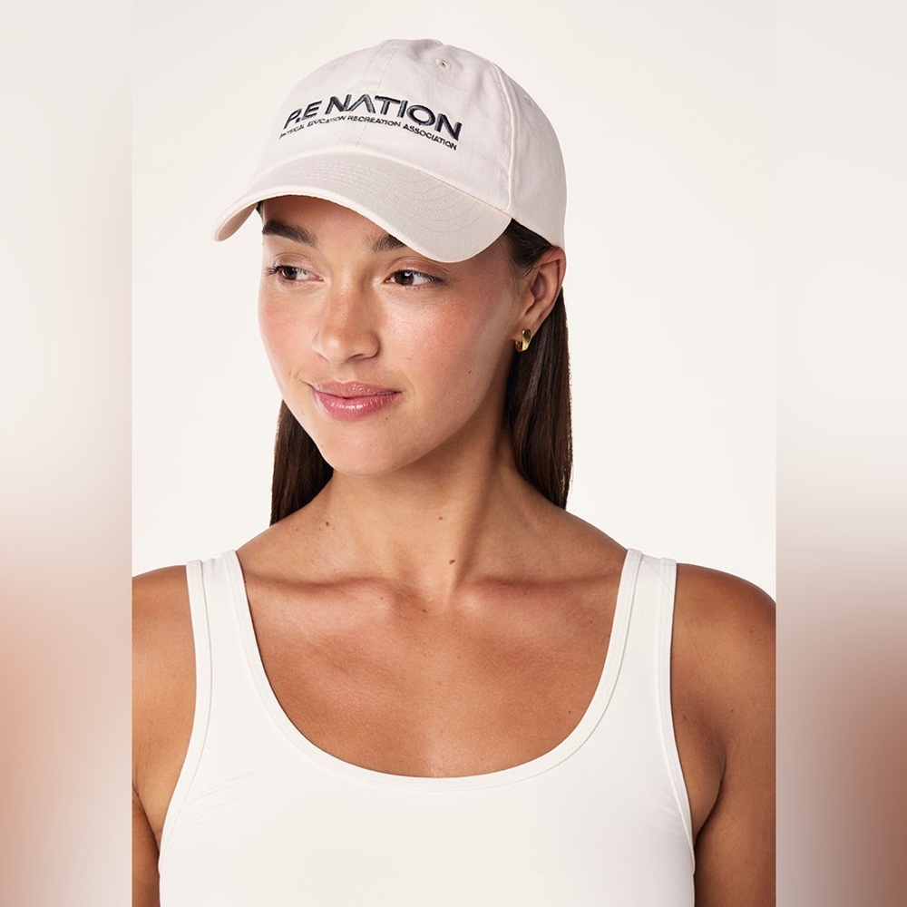 🆕 NWT P.E Nation Cream Women's Cap 100% Cotton Sporty Casual Athleisure $60